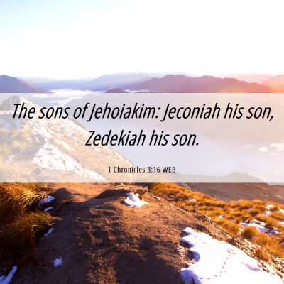 Picture 06 - 1 Chronicles 3:16 WEB - The sons of Jehoiakim: Jeconiah his son, Zedekiah - Bible Verse Picture