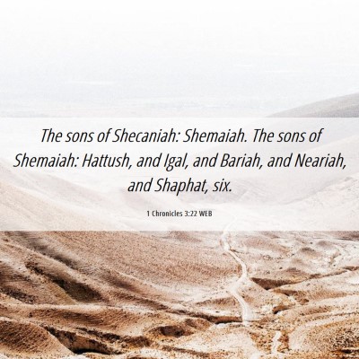 Picture 06 - 1 Chronicles 3:22 WEB - The sons of Shecaniah: Shemaiah. The sons of - Bible Verse Picture