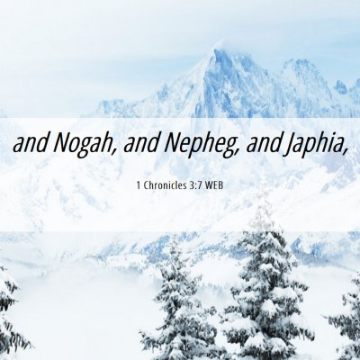 Picture 06 - 1 Chronicles 3:7 WEB - and Nogah, and Nepheg, and - Bible Verse Picture