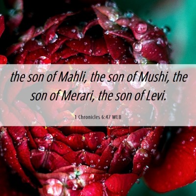 Picture 06 - 1 Chronicles 6:47 WEB - the son of Mahli, the son of Mushi, the son of - Bible Verse Picture