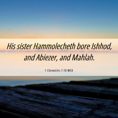 Picture 06 - 1 Chronicles 7:18 WEB - His sister Hammolecheth bore Ishhod, and Abiezer, - Bible Verse Picture
