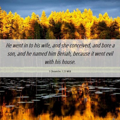 Picture 06 - 1 Chronicles 7:23 WEB - He went in to his wife, and she conceived, and - Bible Verse Picture