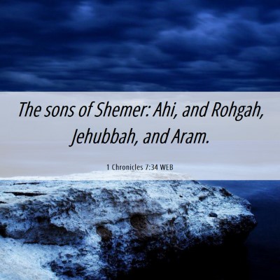 Picture 06 - 1 Chronicles 7:34 WEB - The sons of Shemer: Ahi, and Rohgah, Jehubbah, - Bible Verse Picture