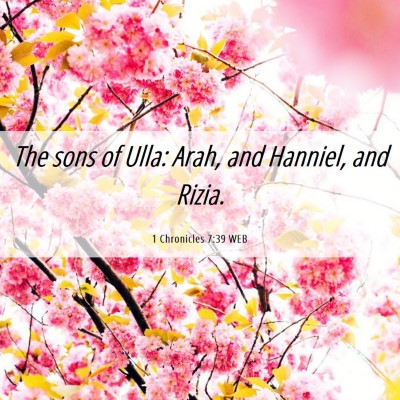 Picture 06 - 1 Chronicles 7:39 WEB - The sons of Ulla: Arah, and Hanniel, and - Bible Verse Picture