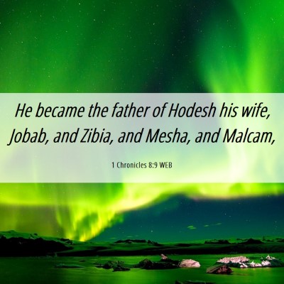 Picture 06 - 1 Chronicles 8:9 WEB - He became the father of Hodesh his wife, Jobab, - Bible Verse Picture