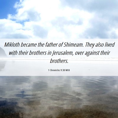 Picture 06 - 1 Chronicles 9:38 WEB - Mikloth became the father of Shimeam. They also - Bible Verse Picture