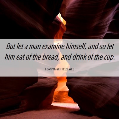 Picture 06 - 1 Corinthians 11:28 WEB - But let a man examine himself, and so let him eat - Bible Verse Picture