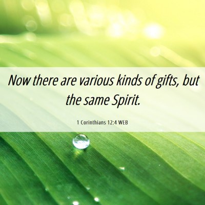 Picture 06 - 1 Corinthians 12:4 WEB - Now there are various kinds of gifts, but the - Bible Verse Picture