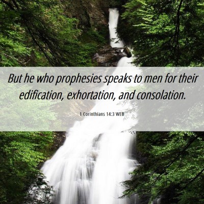Picture 06 - 1 Corinthians 14:3 WEB - But he who prophesies speaks to men for their - Bible Verse Picture