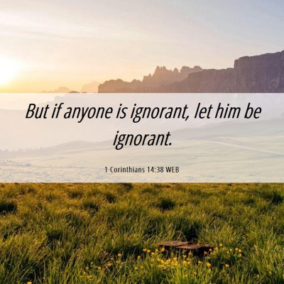 Picture 06 - 1 Corinthians 14:38 WEB - But if anyone is ignorant, let him be - Bible Verse Picture