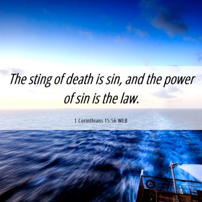 Picture 06 - 1 Corinthians 15:56 WEB - The sting of death is sin, and the power of sin - Bible Verse Picture
