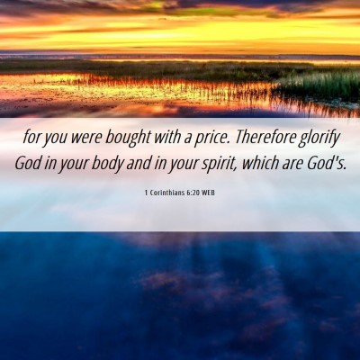 Picture 06 - 1 Corinthians 6:20 WEB - for you were bought with a price. Therefore - Bible Verse Picture