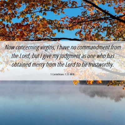 Picture 06 - 1 Corinthians 7:25 WEB - Now concerning virgins, I have no commandment - Bible Verse Picture