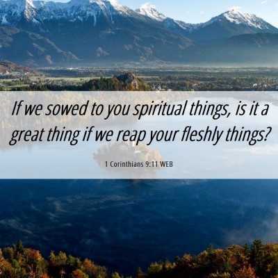 Picture 06 - 1 Corinthians 9:11 WEB - If we sowed to you spiritual things, is it a - Bible Verse Picture