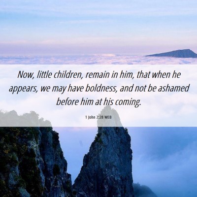 Picture 06 - 1 John 2:28 WEB - Now, little children, remain in him, that when he - Bible Verse Picture