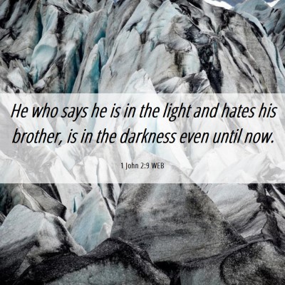 Picture 06 - 1 John 2:9 WEB - He who says he is in the light and hates his - Bible Verse Picture