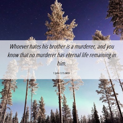 Picture 06 - 1 John 3:15 WEB - Whoever hates his brother is a murderer, and you - Bible Verse Picture