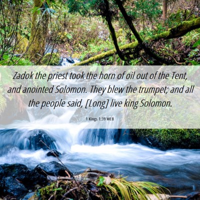Picture 06 - 1 Kings 1:39 WEB - Zadok the priest took the horn of oil out of the - Bible Verse Picture