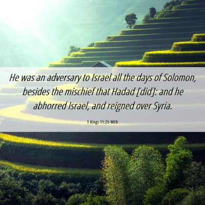 Picture 06 - 1 Kings 11:25 WEB - He was an adversary to Israel all the days of - Bible Verse Picture