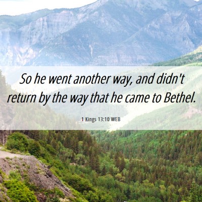 Picture 06 - 1 Kings 13:10 WEB - So he went another way, and didn't return by the - Bible Verse Picture