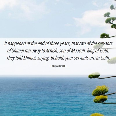 Picture 06 - 1 Kings 2:39 WEB - It happened at the end of three years, that two - Bible Verse Picture