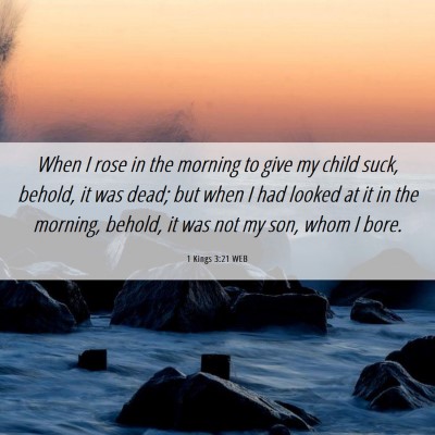 Picture 06 - 1 Kings 3:21 WEB - When I rose in the morning to give my child suck, - Bible Verse Picture