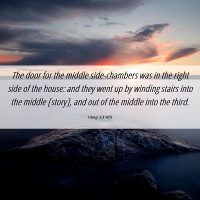 Picture 06 - 1 Kings 6:8 WEB - The door for the middle side-chambers was in the - Bible Verse Picture