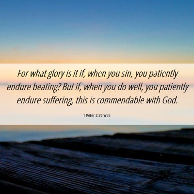 Picture 06 - 1 Peter 2:20 WEB - For what glory is it if, when you sin, you - Bible Verse Picture