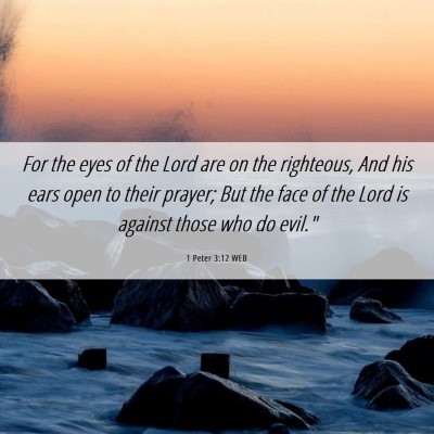 Picture 06 - 1 Peter 3:12 WEB - For the eyes of the Lord are on the righteous, - Bible Verse Picture