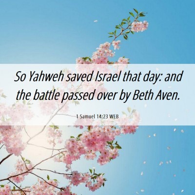 Picture 06 - 1 Samuel 14:23 WEB - So Yahweh saved Israel that day: and the battle - Bible Verse Picture
