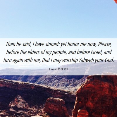 Picture 06 - 1 Samuel 15:30 WEB - Then he said, I have sinned: yet honor me now, - Bible Verse Picture