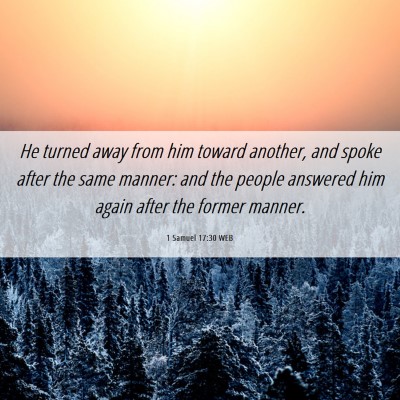 Picture 06 - 1 Samuel 17:30 WEB - He turned away from him toward another, and spoke - Bible Verse Picture