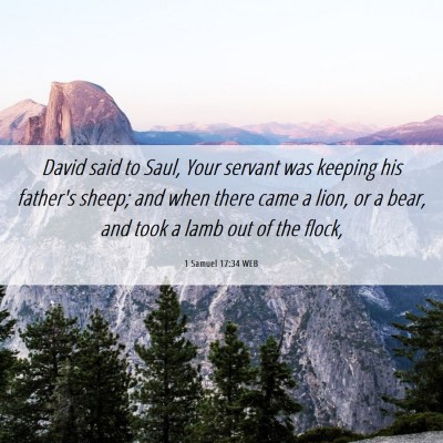 Picture 06 - 1 Samuel 17:34 WEB - David said to Saul, Your servant was keeping his - Bible Verse Picture