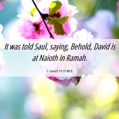 Picture 06 - 1 Samuel 19:19 WEB - It was told Saul, saying, Behold, David is at - Bible Verse Picture