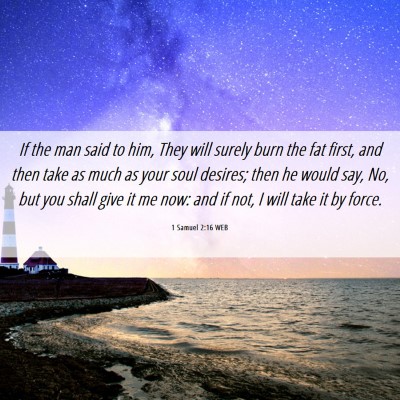 Picture 06 - 1 Samuel 2:16 WEB - If the man said to him, They will surely burn the - Bible Verse Picture