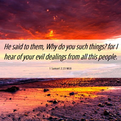 Picture 06 - 1 Samuel 2:23 WEB - He said to them, Why do you such things? for I - Bible Verse Picture