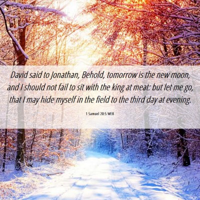 Picture 06 - 1 Samuel 20:5 WEB - David said to Jonathan, Behold, tomorrow is the - Bible Verse Picture