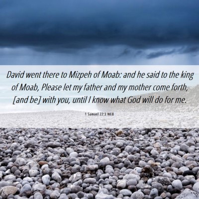 Picture 06 - 1 Samuel 22:3 WEB - David went there to Mizpeh of Moab: and he said - Bible Verse Picture