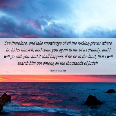 Picture 06 - 1 Samuel 23:23 WEB - See therefore, and take knowledge of all the - Bible Verse Picture