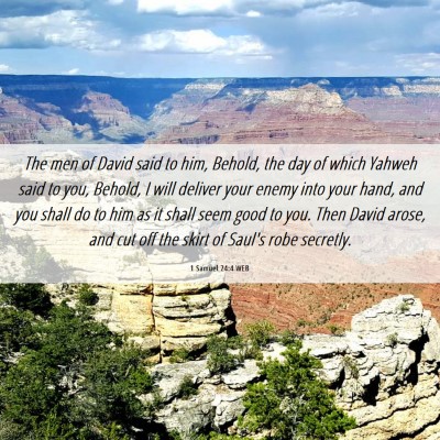 Picture 06 - 1 Samuel 24:4 WEB - The men of David said to him, Behold, the day of - Bible Verse Picture