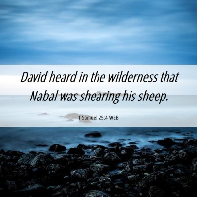 Picture 06 - 1 Samuel 25:4 WEB - David heard in the wilderness that Nabal was - Bible Verse Picture