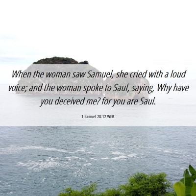 Picture 06 - 1 Samuel 28:12 WEB - When the woman saw Samuel, she cried with a loud - Bible Verse Picture
