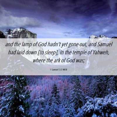 Picture 06 - 1 Samuel 3:3 WEB - and the lamp of God hadn't yet gone out, and - Bible Verse Picture