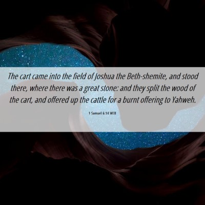 Picture 06 - 1 Samuel 6:14 WEB - The cart came into the field of Joshua the - Bible Verse Picture