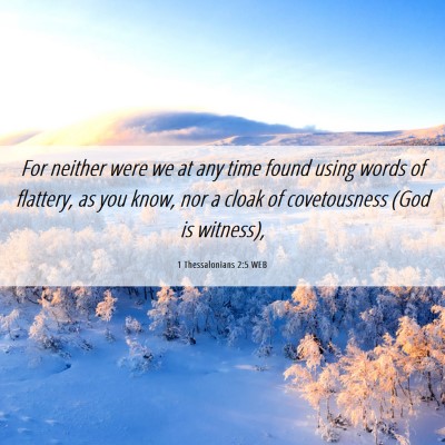Picture 06 - 1 Thessalonians 2:5 WEB - For neither were we at any time found using words - Bible Verse Picture