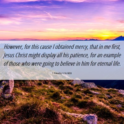 Picture 06 - 1 Timothy 1:16 WEB - However, for this cause I obtained mercy, that in - Bible Verse Picture