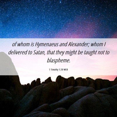 Picture 06 - 1 Timothy 1:20 WEB - of whom is Hymenaeus and Alexander; whom I - Bible Verse Picture