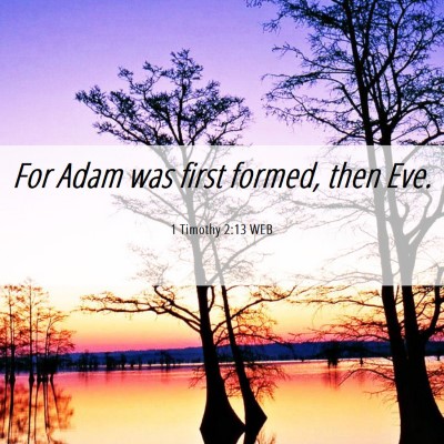 Picture 06 - 1 Timothy 2:13 WEB - For Adam was first formed, then - Bible Verse Picture