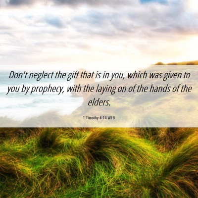 Picture 06 - 1 Timothy 4:14 WEB - Don't neglect the gift that is in you, which was - Bible Verse Picture