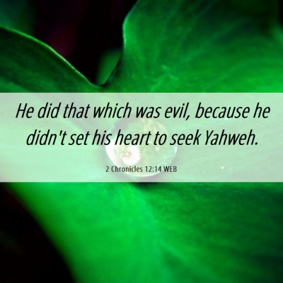 Picture 06 - 2 Chronicles 12:14 WEB - He did that which was evil, because he didn't set - Bible Verse Picture